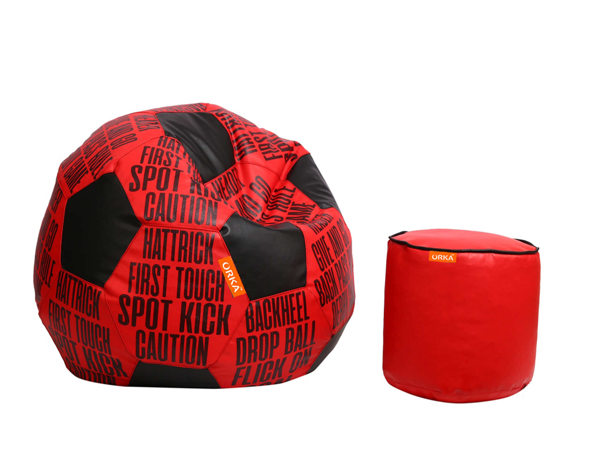 Orka Digital Printed XXXL Foorball With Mathching Footstool Filled Bean Bag With Beans (FB13 Teal,Black) view 2